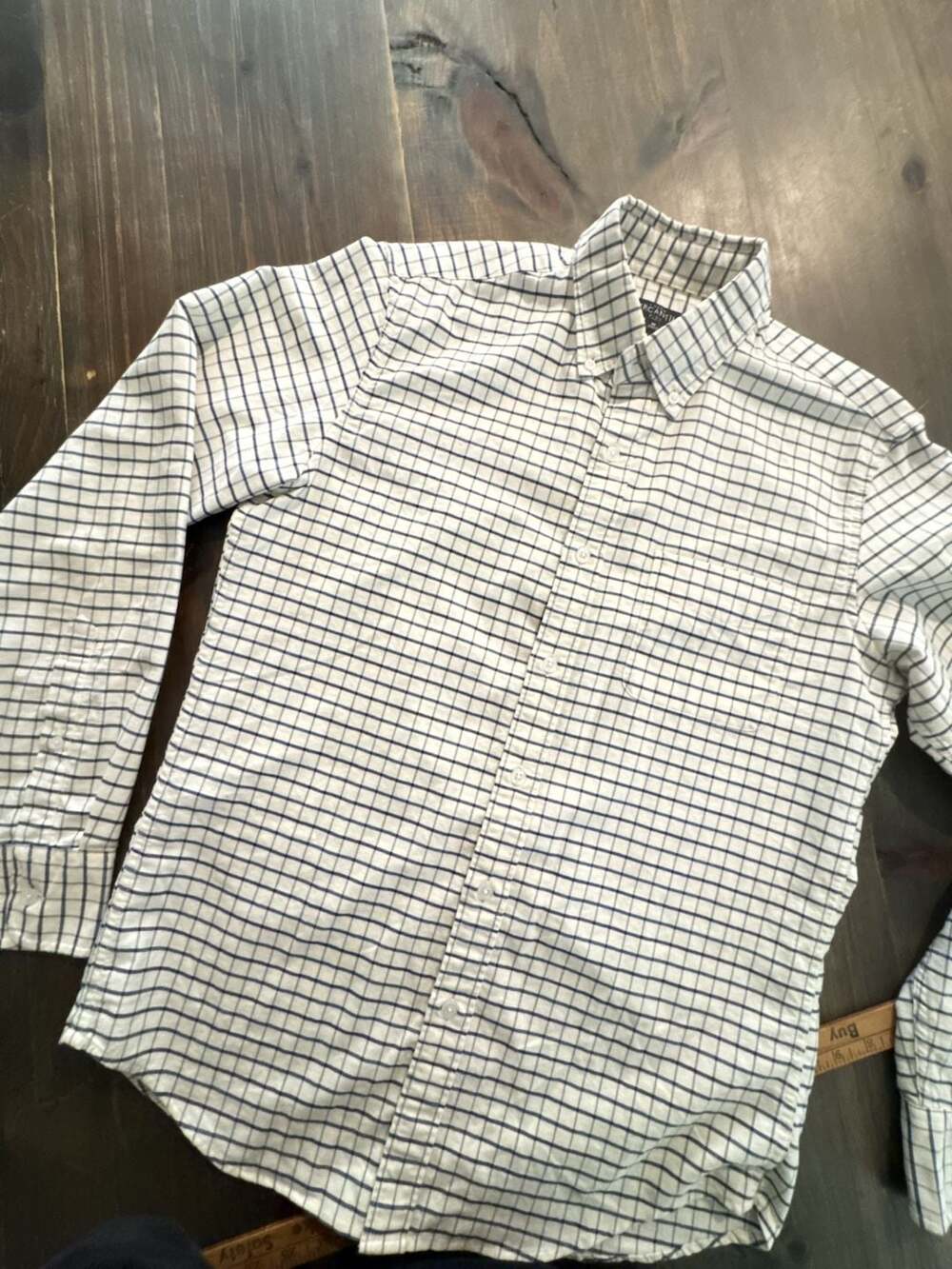 J. Crew Mercantile Flex Shirt Size M White Blue Windowpane Check Plaid